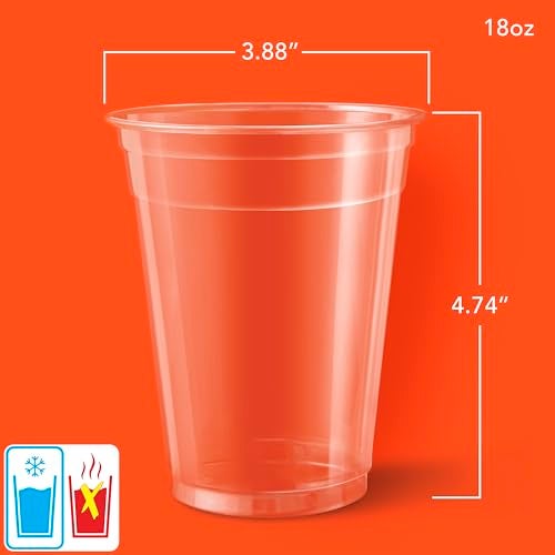 Hefty Party Perfect Clear Plastic Cups, Large Clear Party Cups for Easy Cleanup and Large Gatherings, Recyclable, 18 Ounce, 28 Count - Image 2