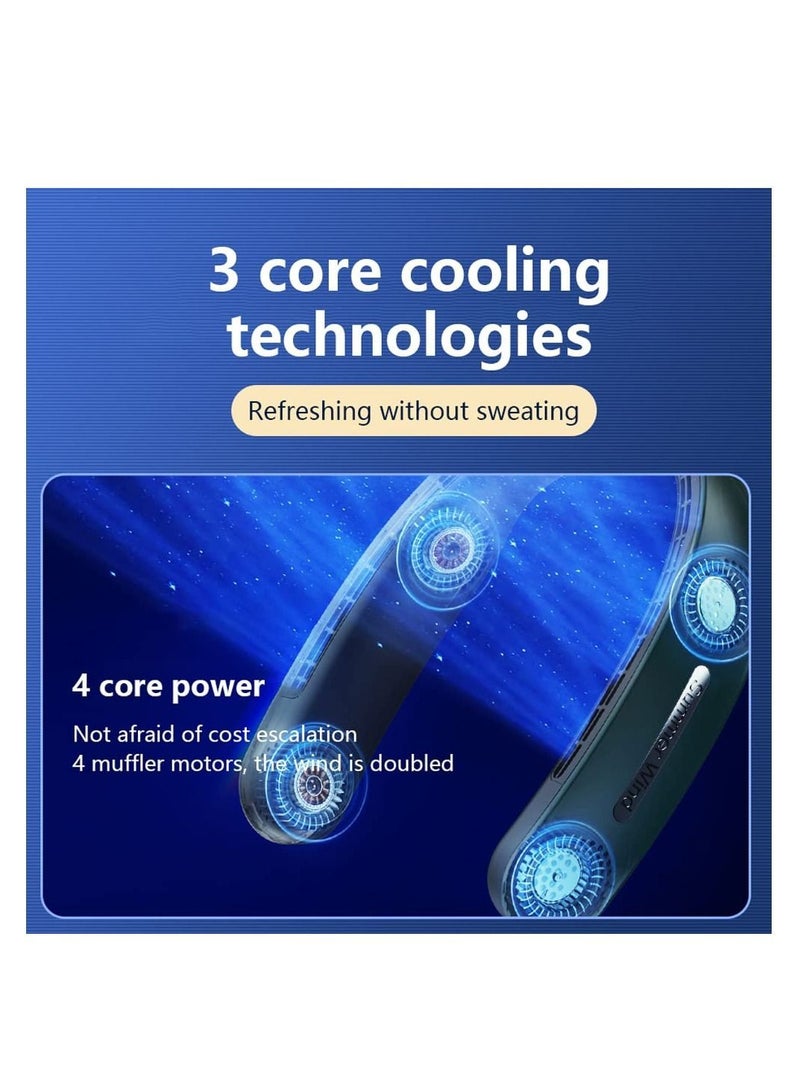 Y&D Portable Neck Fan Upgraded, Four Turbo Fan, Cooling Personal Fan,Super Quiet, No Blade Design, Hair Twisting, Non-Slip Material, Short Charging, Long Use Time, White - Image 2