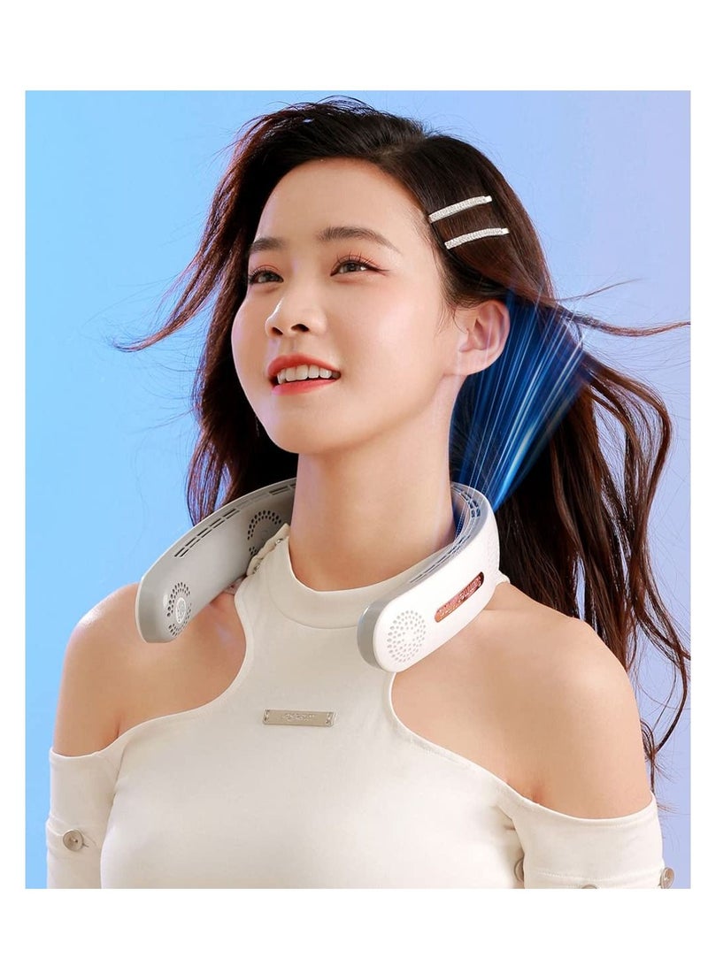 Y&D Portable Neck Fan Upgraded, Four Turbo Fan, Cooling Personal Fan,Super Quiet, No Blade Design, Hair Twisting, Non-Slip Material, Short Charging, Long Use Time, White - Image 5