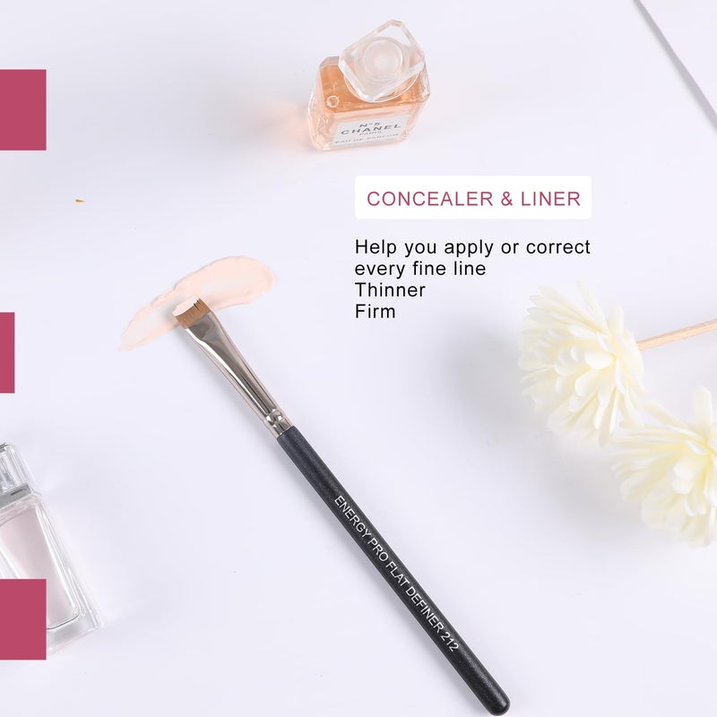 ENERGY Flat Eyeliner Eyebrow Concealer Brush Pro Flat Definer Firm Stiff Thin Synthetic Bristle Precision Lash Liner Brow Conceal for Defining Shaping Eyebrows with Gel Powder Cream Cake Makeup 212 - Image 3
