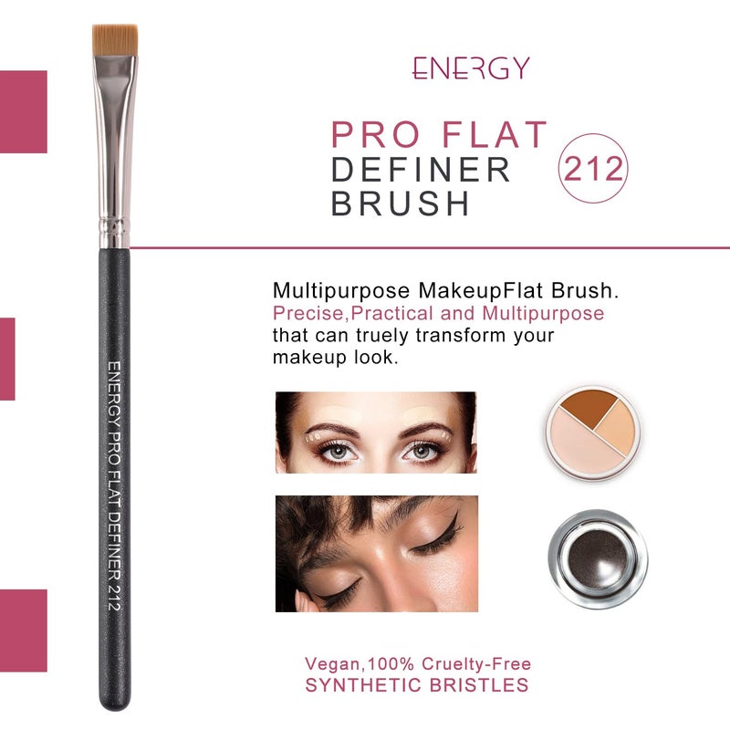 ENERGY Flat Eyeliner Eyebrow Concealer Brush Pro Flat Definer Firm Stiff Thin Synthetic Bristle Precision Lash Liner Brow Conceal for Defining Shaping Eyebrows with Gel Powder Cream Cake Makeup 212 - Image 2