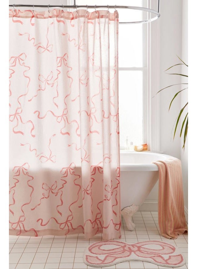 Luxape Bow Shower Curtain, Coquette Handcrafted Bow Tie Bath Curtain for Master Bathroom, Ruched Microfiber Bathroom Curtain with 12 Buttonholes, 72" W x 72" H (Coquette Pink) - Image 1
