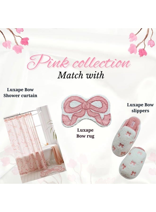 Luxape Bow Shower Curtain, Coquette Handcrafted Bow Tie Bath Curtain for Master Bathroom, Ruched Microfiber Bathroom Curtain with 12 Buttonholes, 72" W x 72" H (Coquette Pink) - Image 3