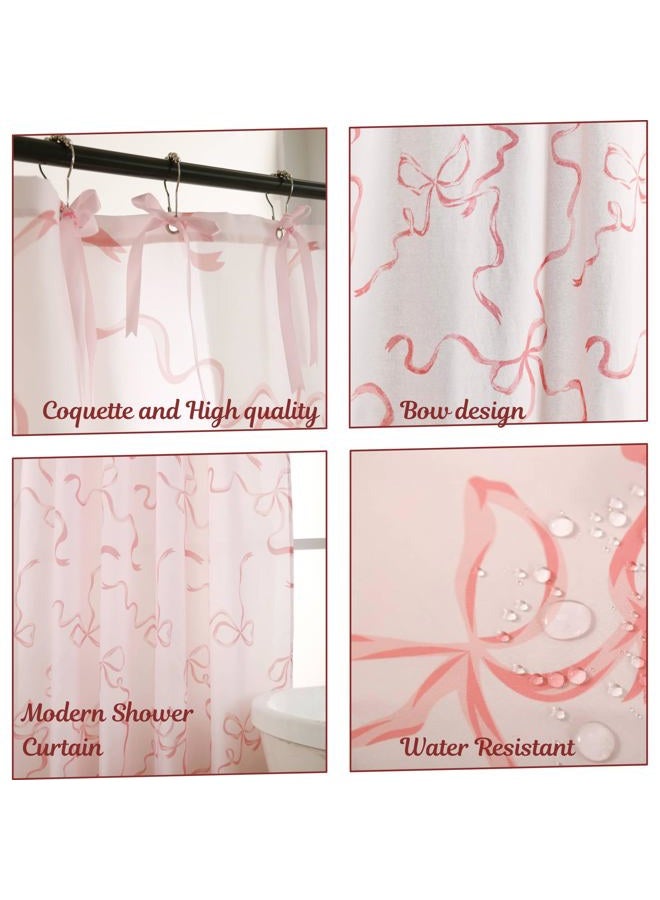Luxape Bow Shower Curtain, Coquette Handcrafted Bow Tie Bath Curtain for Master Bathroom, Ruched Microfiber Bathroom Curtain with 12 Buttonholes, 72" W x 72" H (Coquette Pink) - Image 4