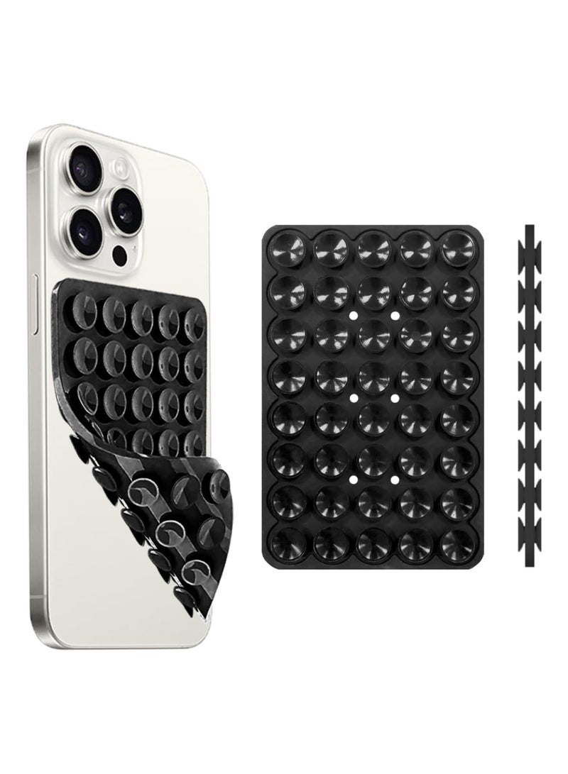 Silicone Suction Cup Phone Case Mount Double Sided, Phone Accessories Hands-Free Strong Grip Holder for Selfies and Videos, Silicon Phone Stand for iPhone and Android (Black)  - Image 1