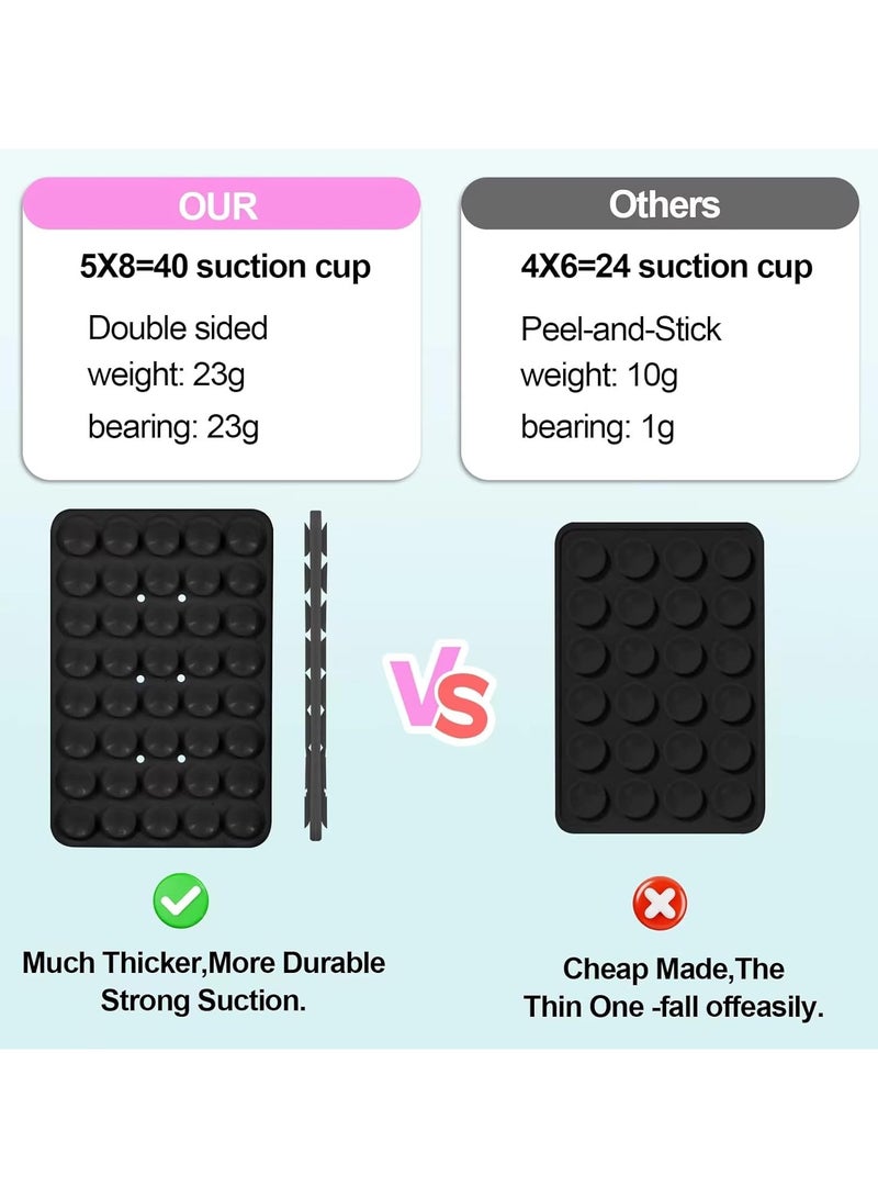 Silicone Suction Cup Phone Case Mount Double Sided, Phone Accessories Hands-Free Strong Grip Holder for Selfies and Videos, Silicon Phone Stand for iPhone and Android (Black)  - Image 5