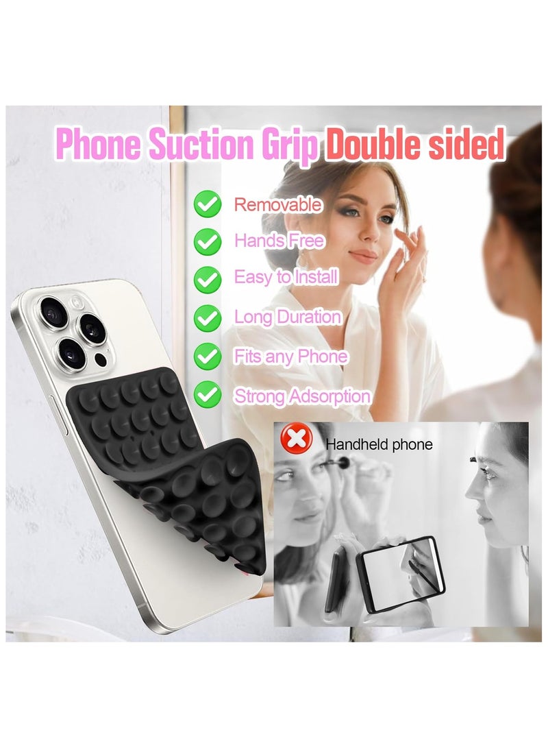 Silicone Suction Cup Phone Case Mount Double Sided, Phone Accessories Hands-Free Strong Grip Holder for Selfies and Videos, Silicon Phone Stand for iPhone and Android (Black)  - Image 2