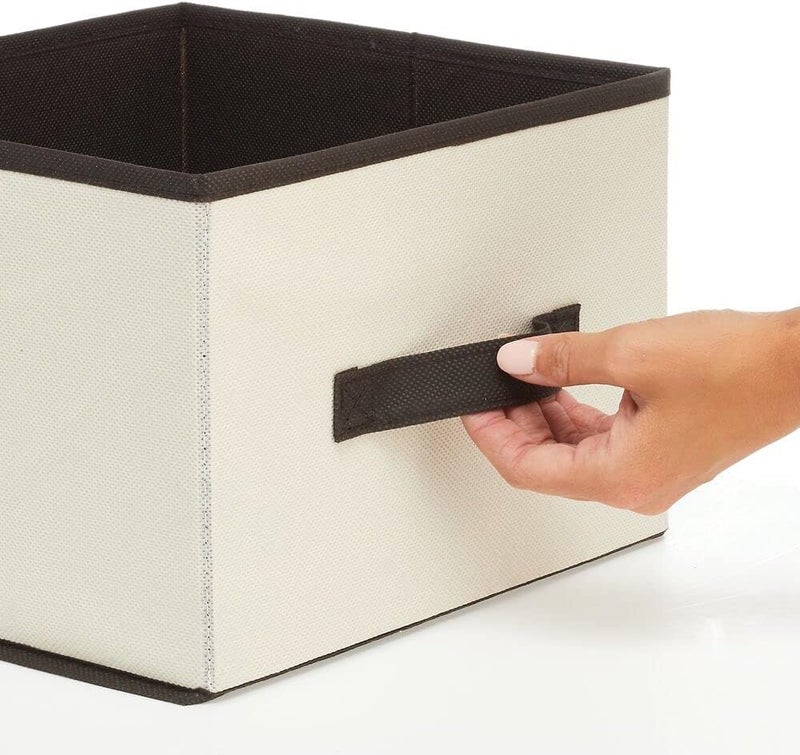 mDesign Fabric Bin for Cube Organizer - Foldable Cloth Storage Cube - Collapsible Closet Storage Organizer - Folding Storage Bin for Clothes and More - Jane Collection - 4 Pack - Cream/Espresso Brown - Image 5