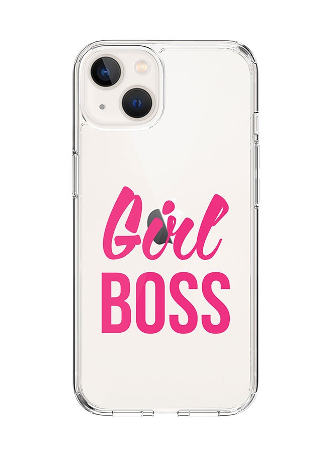 Stylizedd Classic Clear Case for Apple iPhone 14 Plus Case Hybrid Soft Cover Flexible Edges Anti Drop TPU PC Gel Thin Transparent Cover - Girl Boss (Grey) 