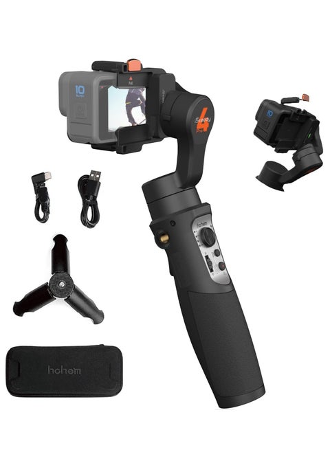 hohem iSteady Pro 4 3-Axis Gimbal Stabilizer for GoPro 13/12/11/10/9 8/7/6/5, for Osmo Action and Other Action Cameras,Support Bluetooth & Cable Control, IPX4 Splash Proof with Tripod