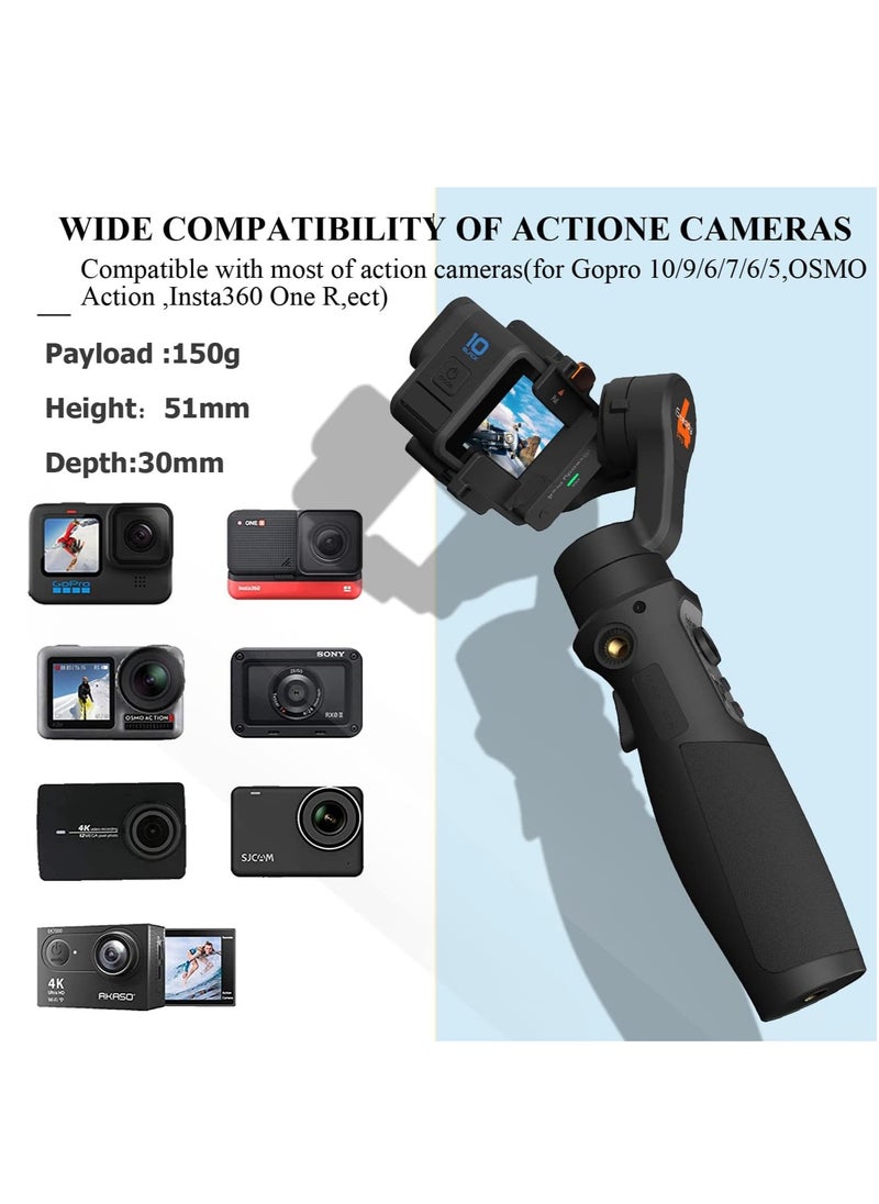 hohem iSteady Pro 4 3-Axis Gimbal Stabilizer for GoPro 13/12/11/10/9 8/7/6/5, for Osmo Action and Other Action Cameras,Support Bluetooth & Cable Control, IPX4 Splash Proof with Tripod