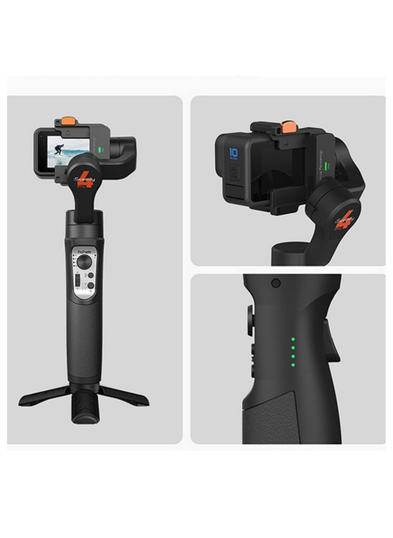 hohem iSteady Pro 4 3-Axis Gimbal Stabilizer for GoPro 13/12/11/10/9 8/7/6/5, for Osmo Action and Other Action Cameras,Support Bluetooth & Cable Control, IPX4 Splash Proof with Tripod