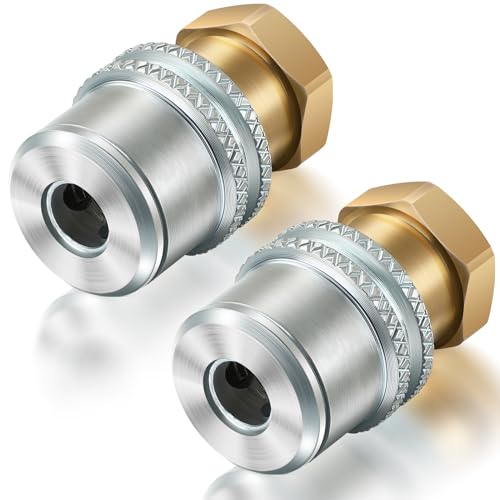 Dreyoo عبوة 2 من صمامات الهواء للإطارات، قفل مضاد للتسرب على صمام الهواء 1/4'' FNPT موصل سريع من النحاس الثقيل لمضخة الإطارات - Image 1