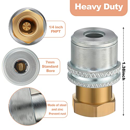 Dreyoo عبوة 2 من صمامات الهواء للإطارات، قفل مضاد للتسرب على صمام الهواء 1/4'' FNPT موصل سريع من النحاس الثقيل لمضخة الإطارات - Image 4