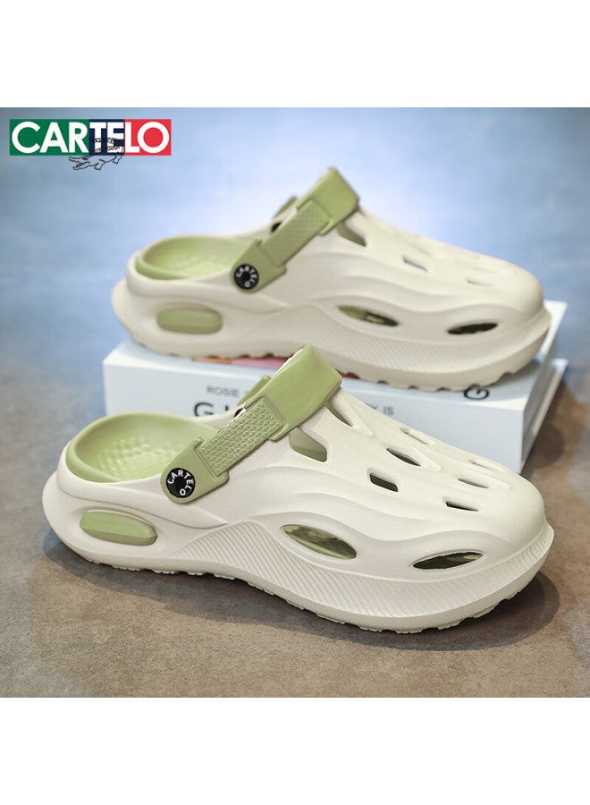 Cartelo Men's Hollow Shoes Summer Sandals Men's Thick-soled Beach Shoes Breathable Men's Slippers Mint Green 40/41 - Image 1