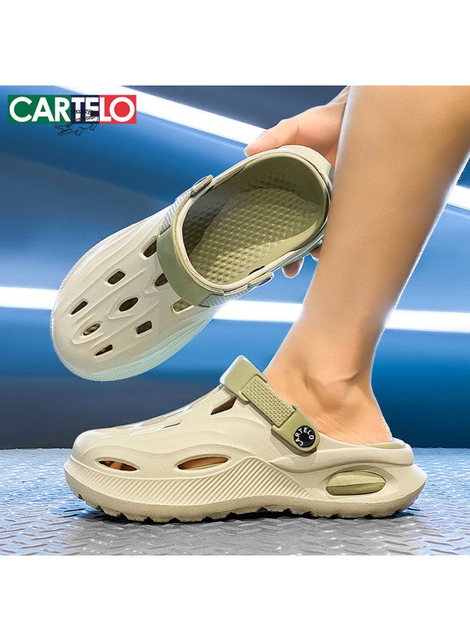 Cartelo Men's Hollow Shoes Summer Sandals Men's Thick-soled Beach Shoes Breathable Men's Slippers Mint Green 40/41 - Image 3