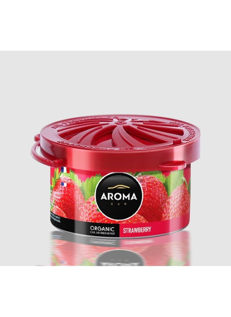 Aroma Aroma France Organic Can Strawberry Long Lasting Air Freshener For Car, Home, And Office (Made In Poland)…  - Image 1