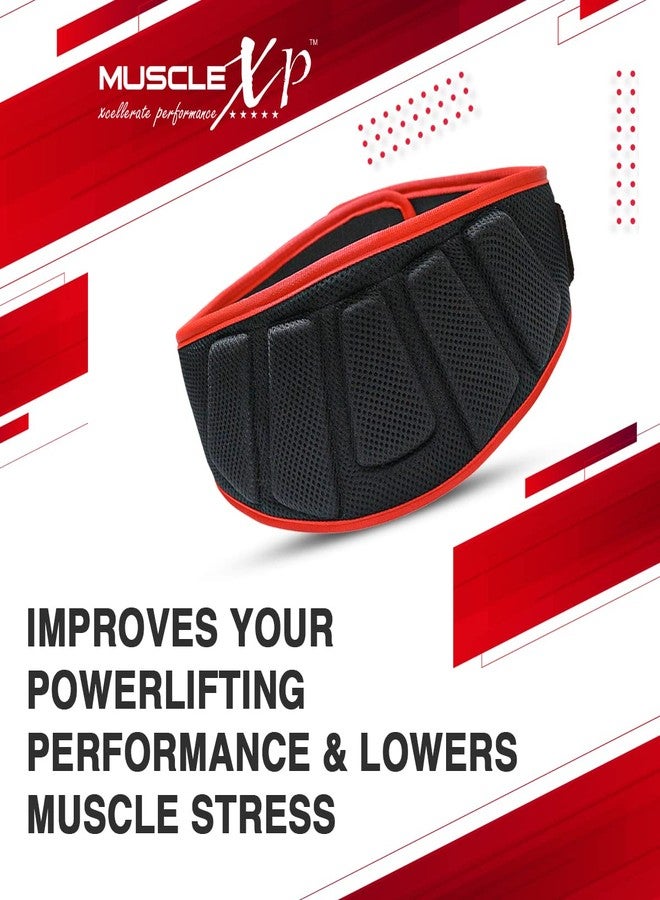 ماسل إكس بي حزام رفع الأثقال من النايلون المبطن من MuscleXP Gym، للجنسين، قلب إسفنجي خفيف للغاية لتمارين اللياقة البدنية، تصميم محدد الشكل، إغلاق بحلقة، أسود (مقاس كبير) - Image 4