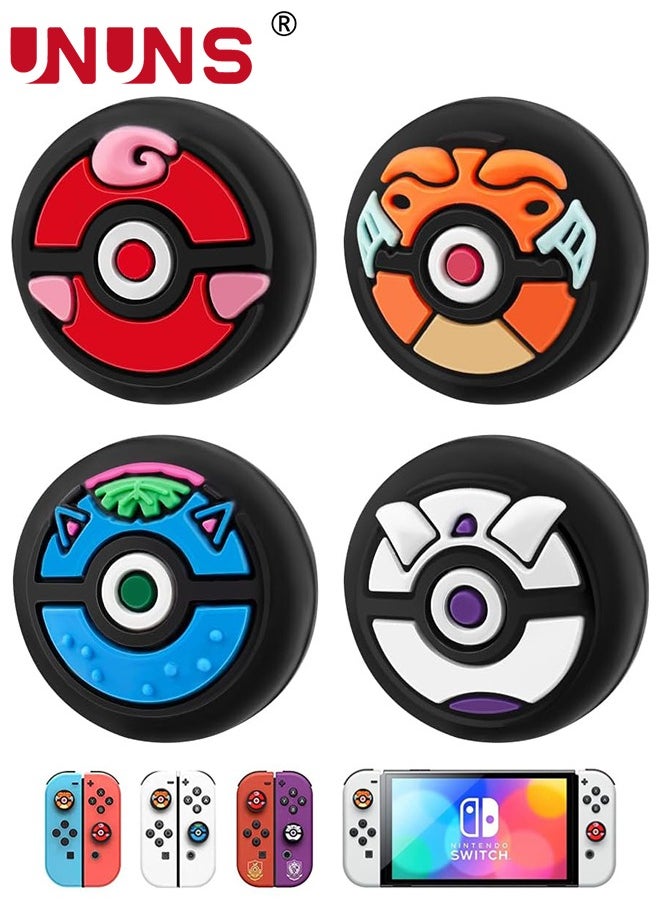 UNUNS - Silicone Joycon Thumb Grip Caps, UNUNS Soft Silicone Joystick Cover Compatible with Nintendo Switch/OLED/Switch Lite, 4PCS Analog Stick Grips Button Covers for Switch, C-mix - Image 1
