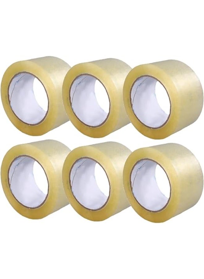 HarabiMed 6-Pack Clear Adhesive Tape 100 Yard Roll for Packaging, Sealing & Office Use – Strong, Durable & Transparent - Image 1