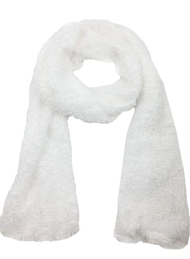 LED Plush Scarf for Women Rainbow Neon Rave Fluffy 80s Dance Scarf Sparkly Light Up Jacket White Furry Rave Scarf Costumes Dance Coat Burning man Scarf Light Up Clothing Accessories - Image 2