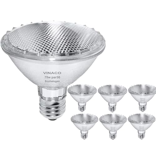 Vinaco Par30 Short Neck, 6pcs PAR30 75W 120V Light Bulbs, Dimmable. Premium Quality for Long Lasting Life, E26 Base, 3000K Warm White, par30 Flood Light Great for Accent Lighting, Tracking Lighting - Image 1