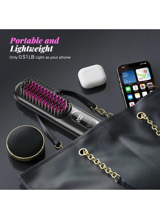 ATRJSZ Go Brush Pro 2026, Cordless Hair Straightener Brush, Mini Hair Straightener with 4 Temperature Settings, Portable Hair Straightener Brush with MCH Heating and Ionic & Ceramic Care for Women (Black) - Image 5
