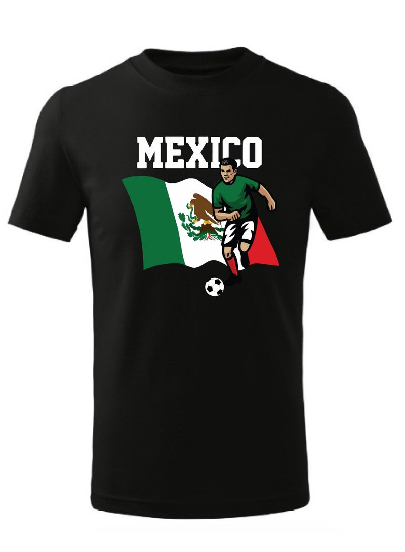 Mexico Football Team World Fans printed T shirts Supporting The Team Football Team Jersey T shirts For Men | Women | Kids to win the cup (Black)  - Image 1