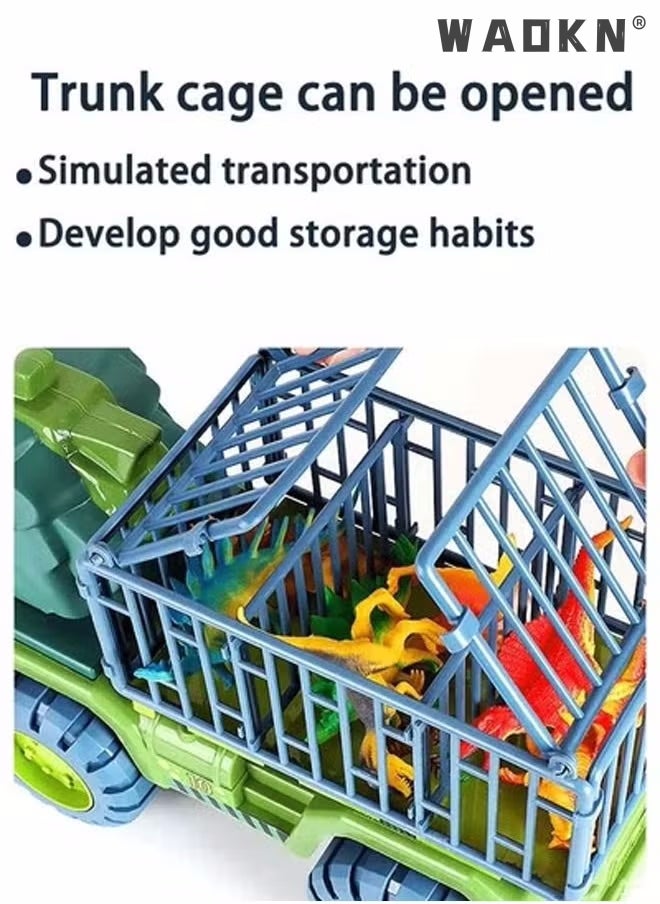 WAOKN Dinosaur Truck Toys With 15 Dinosaur Toys Playset Figures,Toy Trucks for Boys,Large Dinosaur Carrier Truck, Dinosaur Toys, Friction Powered Cars, Dino Car Playset Toys for Kids Boys Grils  - Image 3