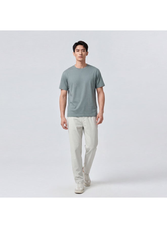 Markless Pure Cotton Skin-friendly Men's Solid Color Short Sleeve T-shirt Base Shirt 5630 Evening Mist Blue 3XL - Image 2