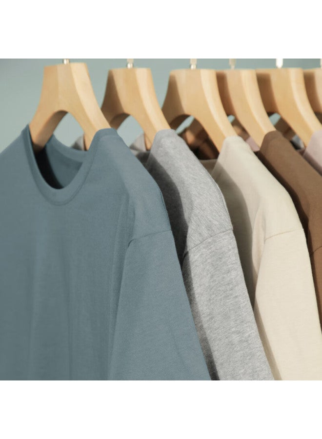 Markless Pure Cotton Skin-friendly Men's Solid Color Short Sleeve T-shirt Base Shirt 5630 Evening Mist Blue 3XL - Image 4