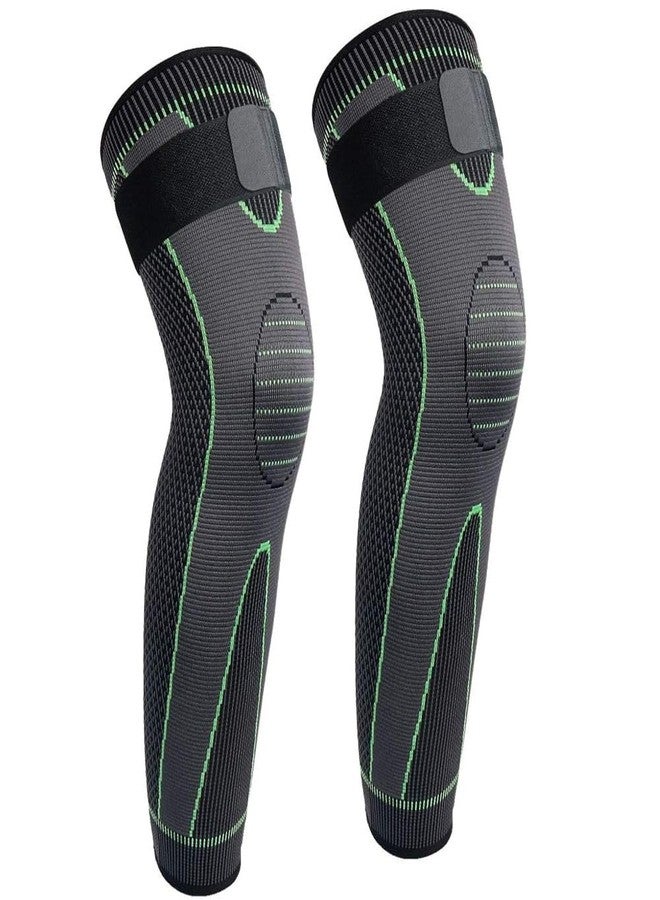 Stylera Compression FULL LEG Long Knee and calf Sleeve support for men and women Knee Support (GREEN, EXTRA LARGE) - Image 1