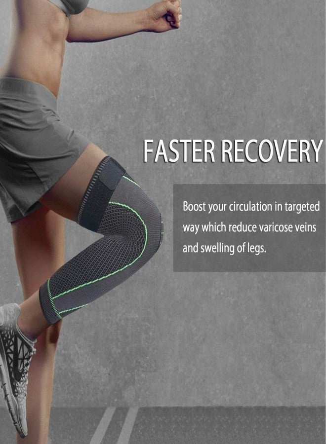 Stylera Compression FULL LEG Long Knee and calf Sleeve support for men and women Knee Support (GREEN, EXTRA LARGE) - Image 4