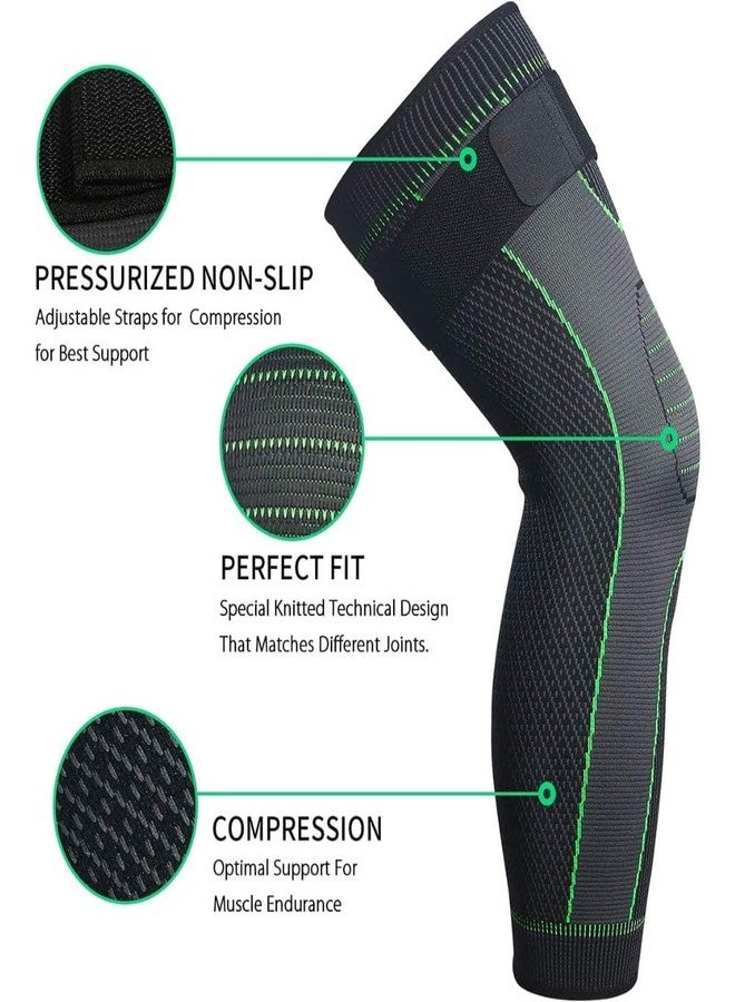Stylera Compression FULL LEG Long Knee and calf Sleeve support for men and women Knee Support (GREEN, EXTRA LARGE) - Image 2