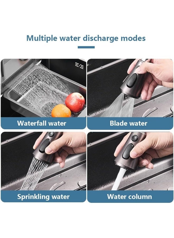 Lijijucn Black Waterfall Kitchen Sink, Drop In Single Bowl Stainless Steel Bar Sink With Cup Washer Sinks, Topmount Workstation Kitchen Sink With Accessories  - Image 4