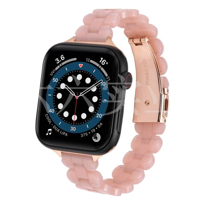 Adjustable Bracelet Strap Smartwatch Band Compatible with Apple Watch 38 40 41 42 44 45 49mm with Fit Replacement Strap Pink in Resin - Image 1