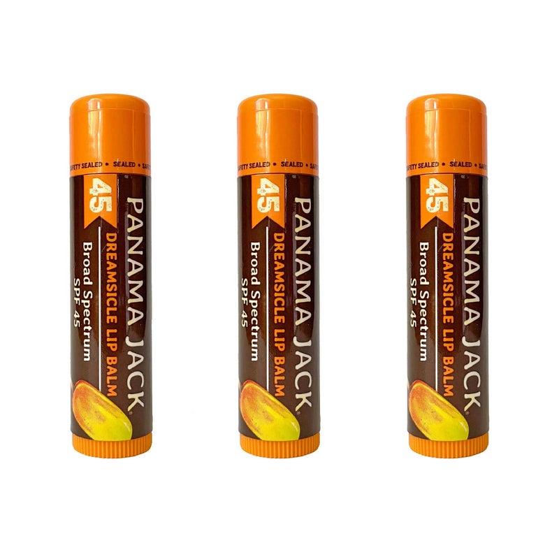 Panama Jack Sunscreen Lip Balm  SPF 45 Broad Spectrum UVAUVB Sunscreen Protection Prevents  Soothes Dry Chapped Lips Dreamsicle 3pack