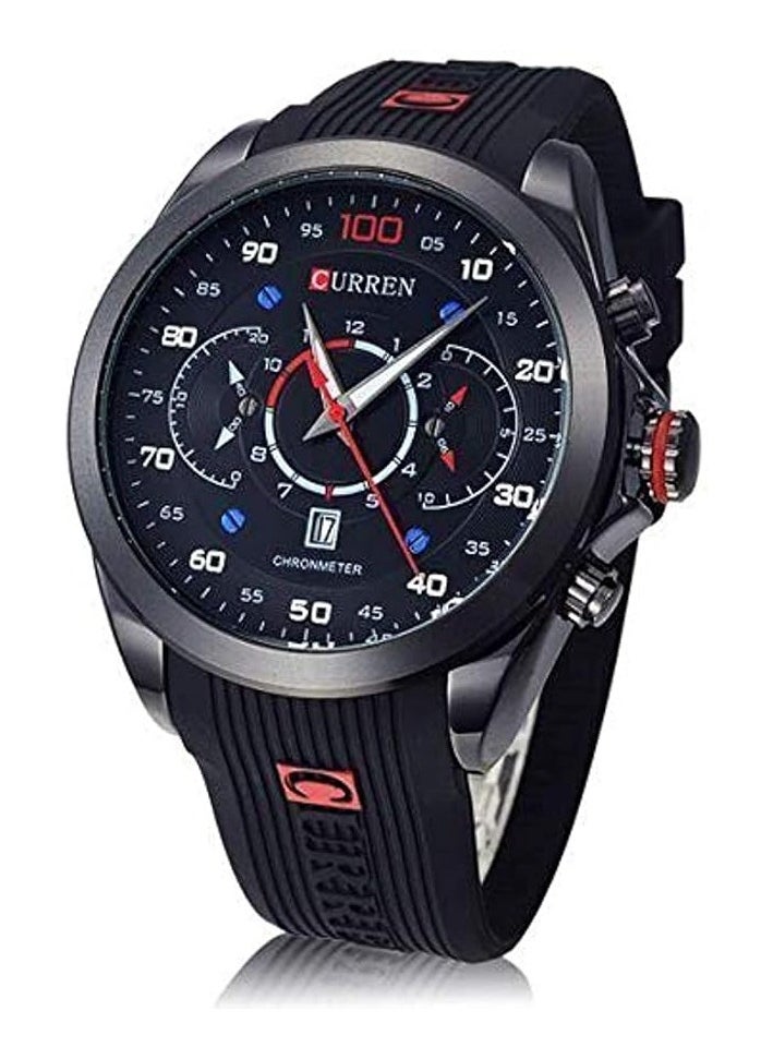 CURREN - Men's Analog Curren 8166 Casual Quartz Waterproof Silicone Strap Wristwatch for Man - Image 1