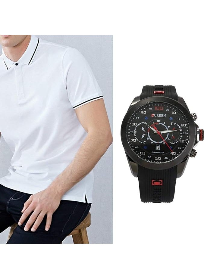 CURREN - Men's Analog Curren 8166 Casual Quartz Waterproof Silicone Strap Wristwatch for Man - Image 1