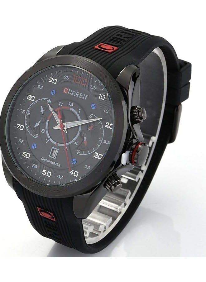 CURREN - Men's Analog Curren 8166 Casual Quartz Waterproof Silicone Strap Wristwatch for Man - Image 1