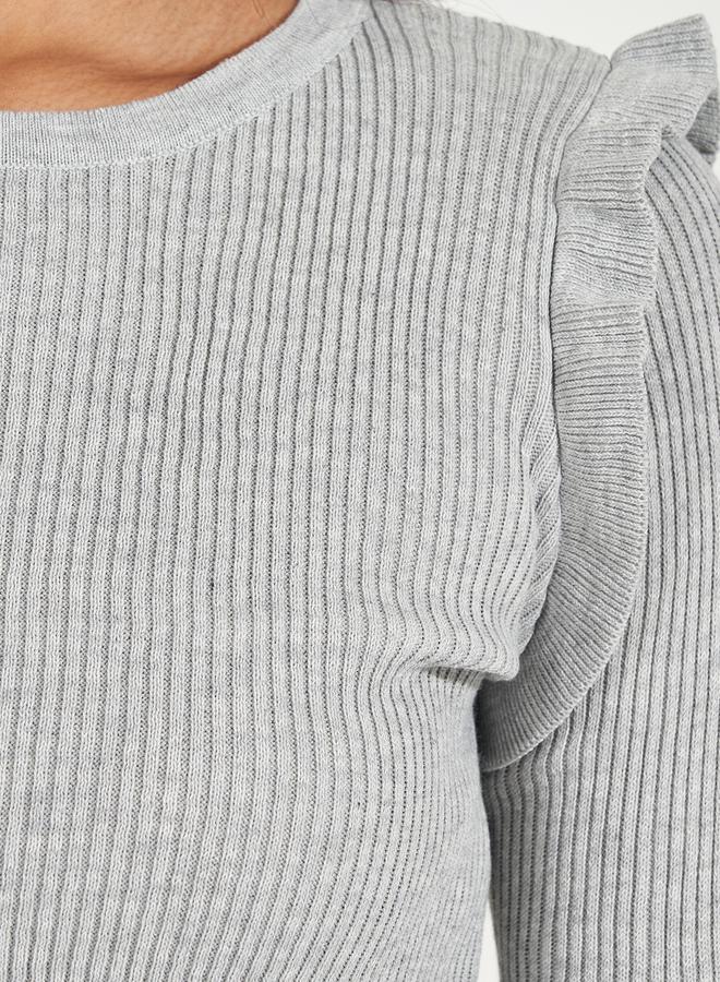 Styli Fitted Regular Length Sweater with Frill Detail - Image 3