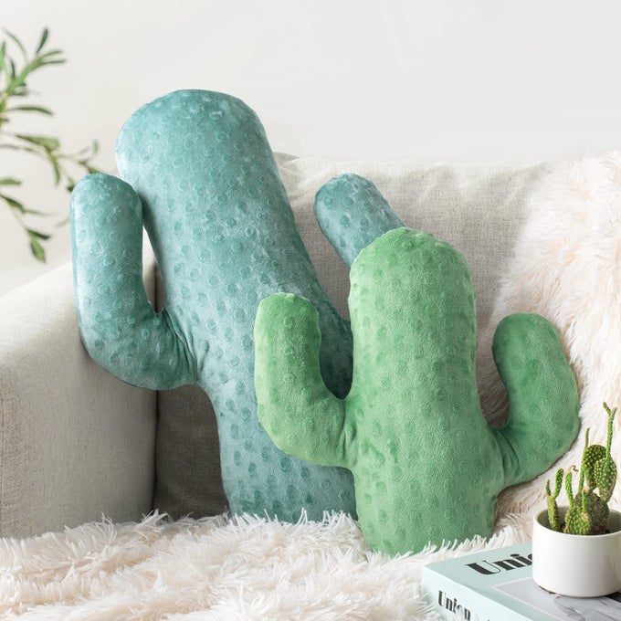 SET OF 2 CACTUS DECORATIVE THROW PILLOWS 22 14 CACTUS PLUSH PILLOW SET 3D OFFICE NAP PILLOW CUTE SUCCULENT THROW PILLOW FOR NURSERY BEDROOM ROOM DECOR BLUE GREEN SAGE GREEN
