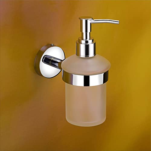 ORCE BATH ARTICLE Liquid soap Dispenser Holder for Bathroom handwash Dispenser soap Dispenser for wash Basin 29(Chrome Finish,Anti-Rust)(304 Stainless Steel and Glass) - Image 1