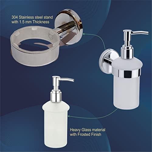 ORCE BATH ARTICLE Liquid soap Dispenser Holder for Bathroom handwash Dispenser soap Dispenser for wash Basin 29(Chrome Finish,Anti-Rust)(304 Stainless Steel and Glass) - Image 5