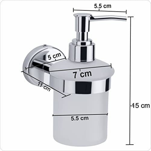 ORCE BATH ARTICLE Liquid soap Dispenser Holder for Bathroom handwash Dispenser soap Dispenser for wash Basin 29(Chrome Finish,Anti-Rust)(304 Stainless Steel and Glass) - Image 2