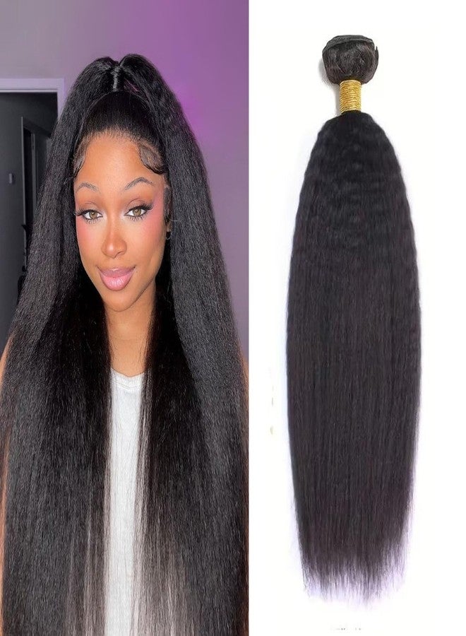 datanala Brazilian Virgin Kinky Straight Human Hair Bundles Yaki Straight Human Hair 1 Bundle Natural Black Color(10Inch/kinky straight bundles) - Image 1