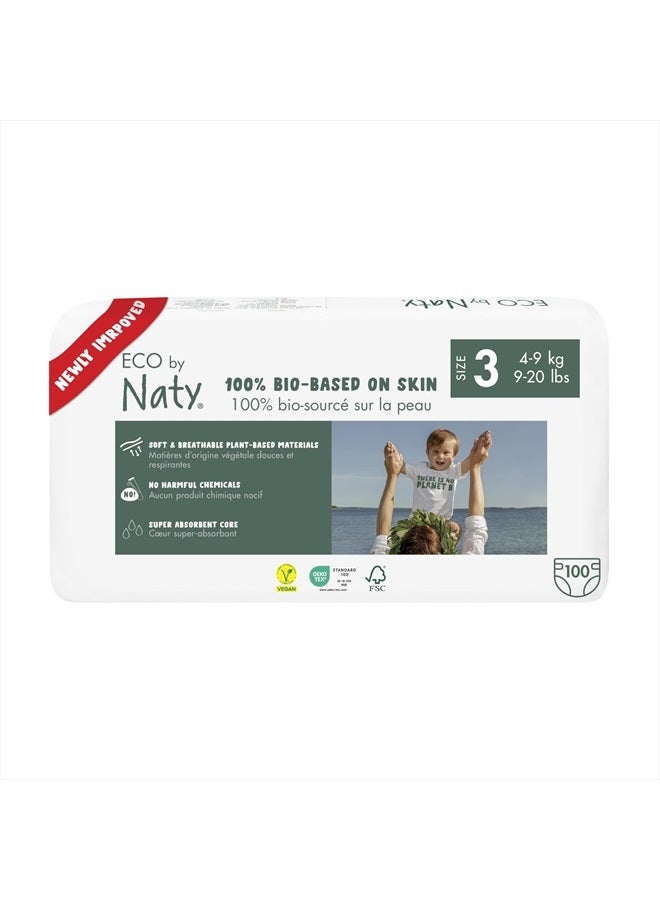 ECO by Naty Baby Diapers - Plant-Based Eco-Friendly Diapers, Great for Baby Sensitive Skin and Helps Prevent Leaking (Size 3, 100 Count) - Image 1