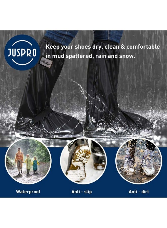 JUSPRO Waterproof Shoe Cover Rain Boot Galoshes with Zipper and Reflector for Outdoor Sports Hiking Climbing Camping Scooter Travel - 1 Pair - Image 2
