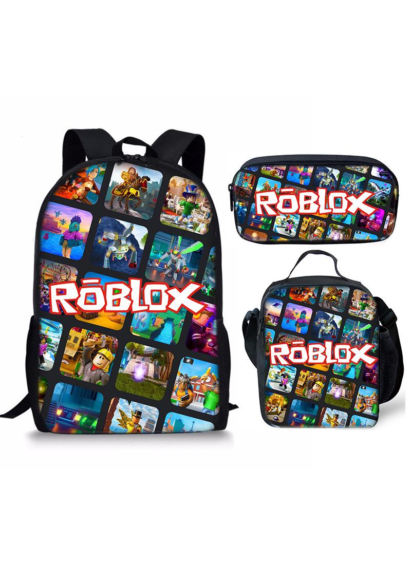 3 Pcs Set Roblox Bags Backpack School Bag Lunch Bag Pencil Case Anime Backpack Gaming Peripherals  - Image 1