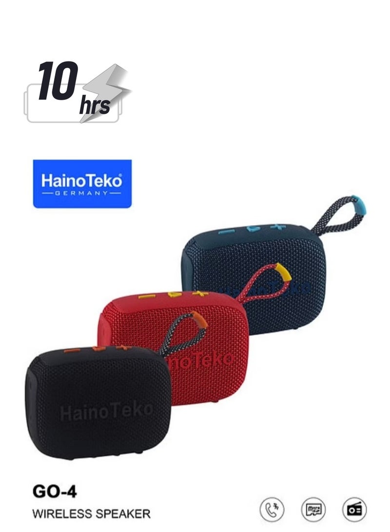 Haino Teko GO 4 Portable Mini Bluetooth Wireless Speaker for Indoor and Outdoor – Compact, Powerful Sound, IPX6 Water-Resistant, 10-Hour Battery Life, Hands-Free Calling, Sleek Black Design - Image 1